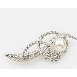 Royal Crystal & Pearl Bouquet Brooch Ασημί Novita