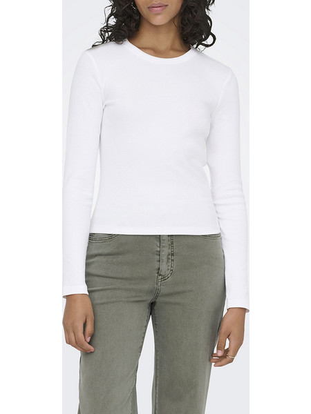 ONLY ONLVAL L/S O-NECK TOP JRS NOOS 15371305-BRIGHT WHITE White