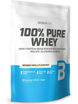 Biotech USA 100% Pure Whey Bourbon Vanilla Πρωτεΐνη Ορού Γάλακτος Γράμμωσης Χωρίς Γλουτένη 454gr