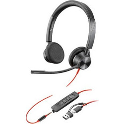 Poly Blackwire 3325 Stereo USB-C Headset +3.5mm Plug +USB-C/A Adapter (8X221AA)