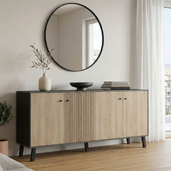 Μπουφές Tuscany pakoworld sonoma-ανθρακί 180x40x78.6εκ SONOMA - ANTHRACITE 15mm Melamine Board -Solid wood legs