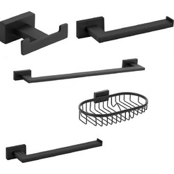Σετ 5 Αξεσουάρ Μπάνιου Bronze Art Σειρά Genesis Black Mat