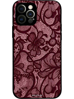 Sonique Diva Series Back Cover Μπορντό Δαντέλα (iPhone 12 Pro)