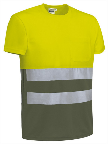 T-Shirt Υψηλής Ορατότητας DEMOLITION Valento Fluo Yellow-Military Green