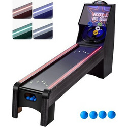 VEVOR 9' Roll and Score Κλασικό τραπέζι παιχνιδιών Arcade, Σετ παιχνιδιού μηχανής Skeeball εσωτερικού χώρου με ηλεκτρονικό σκόρερ LED, ήχος, αυτόματη επιστροφή μπάλας για ενήλικες Παιδική αίθουσα παιχ