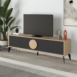 Έπιπλο τηλεόρασης χρώμα sapphire oak - silky black 180x35,6x51εκ
