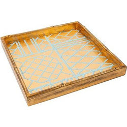 Δίσκος Σερβιρίσματος Τετράγωνος Bamboo Edge Screen Robins Egg Lacquer Caspari(35.56x35.56 cm)