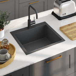 vidaXL 51511 Ένθετος Νεροχύτης Inox Μαύρος 55x44cm