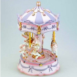 Πολύχρωμο Καρουσέλ Ροζ και Βιολετί 21.5cm, Music Box