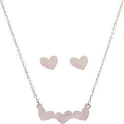 Dalee Jewels Stainless Triple Heart Σετ Κολιέ & Σκουλαρίκια 3τμχ