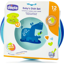 Chicco Σετ Πιάτο & Μπωλ Μπλε 12m+