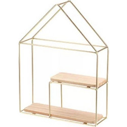 Ράφι επιτοίχιο Nextdeco minimal διπλό χρυσό Υ32,5x24,5x8εκ