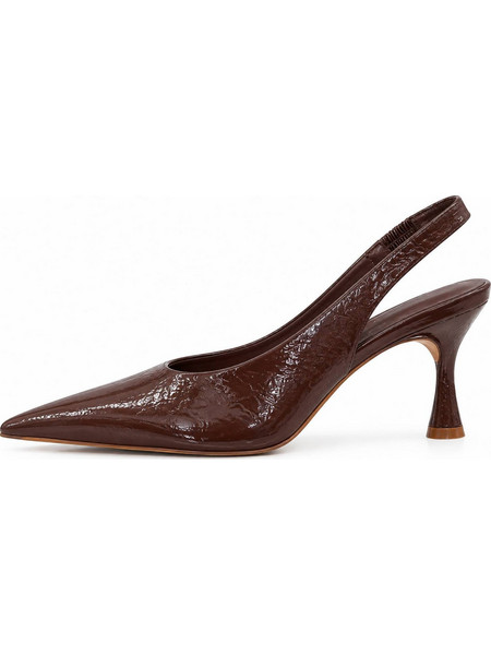 Carrano Γόβες Sling Back Λουστρίνι με Spool Heel Ψηλό Τακούνι Καφέ 986002/CABL01