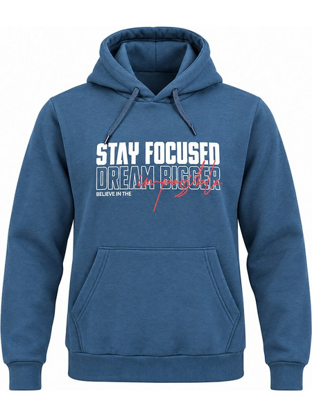 Ανδρική μπλούζα φούτερ με κουκούλα και με logo Stay Focused - Ραφ