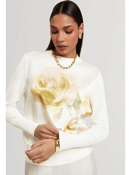 Ted Baker γυναικεία μπλούζα πλεκτή με floral print Rosinn - 284895 Εκρού