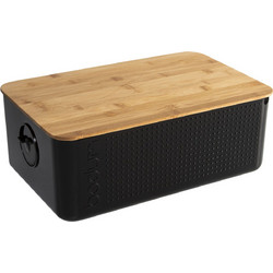 Bodum Ψωμιέρα Μεταλλική με Καπάκι Μαύρη 37x24x14cm (11555-01)