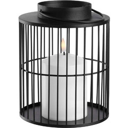 Φανάρι Με Φως Led Silenzio 043855L 18cm Black-White Leonardo Μέταλλο,Πλαστικό