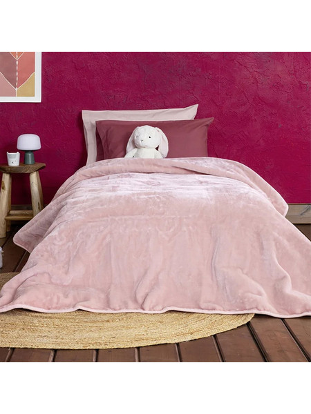 Κουβέρτα Βελουτέ Μονή (160x220) Nima Bed Linen Coperta Powder Pink