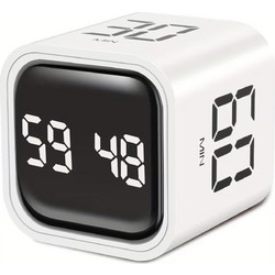 Πολυλειτουργικό Ψηφιακό Timer Κύβος με Αντίστροφη Μέτρηση 5/10/30/60 Λεπτών, Δόνηση & Ηχητική Ειδοποίηση - Λευκό