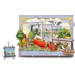 Robotime Rowood Red Boats 3D Ξύλινο Puzzle Έργο Τέχνης Monet με LED Φωτισμό (219 τεμ.) TH004