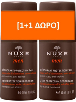 Nuxe Protection Ανδρικό Αποσμητικό Roll On 24h Χωρίς Αλουμίνιο 2x50ml