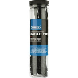 DRAPER Nylon Cable Ties Multi-sizes Black 200 pieces