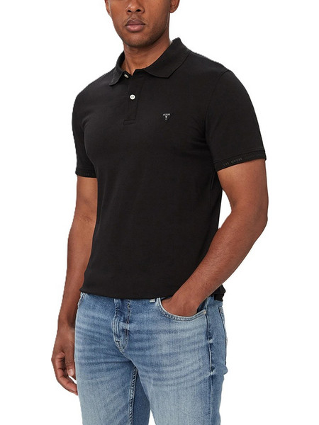 Guess Basic Jersey Ανδρική Μπλούζα Polo Κοντομάνικη Μαύρη M6YP66K4394