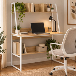 Γραφείο Με 4 Ράφια (100x48x139) Spitishop Muse Natural/White