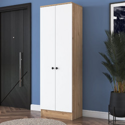 Wardrobe P6 - M13 - 2241 Walnut, White Melamine Coated Particle Board 59.8x37.5x182.8 cm
