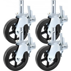 VEVOR 4 Pack 8 Inch Iron Core Polyurethane Swivel Caster With Dual Locking Brake Adjustable Legs 1100LBS Capacity per Wheel 1100 lbs/each