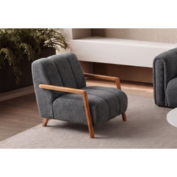 Wing Chair N-Line Anthracite Fabric: Polyester (boucle Texture) 68x90x80 cm
