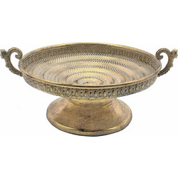 Tray w/handles embossed ant.gold 41,5cm