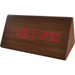 Ξύλινο Ψηφιακό Ρολόι LED με Θερμόμετρο VST-861 - LED Wooden Clock with Temperature Display-181912-181912