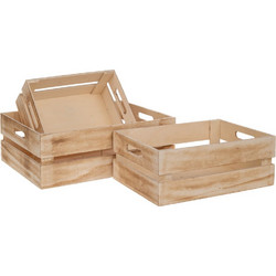 Σετ 3 Ξύλινο Φυσικό Καφάσι 38x28x13 33x23x12 27x18x11εκ