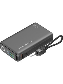 Powertech PT-1639 Power Bank 10000mAh 65W Καλώδιο Grey