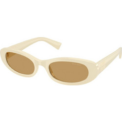 Miu Miu MUC02S 24R10Y Γυναικεία Γυαλιά Ηλίου Ορθογώνια Κοκάλινα Λευκά με Μπεζ Φακό