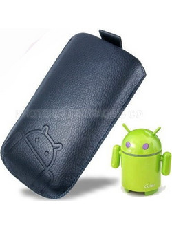 Προστατευτική Δερμάτινη Θήκη Smart Case Android Robot Large Συμβατή Με Πολλά Κινητά Μαύρο