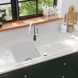 vidaXL 141671 Ένθετος Νεροχύτης Γρανίτη Λευκός 76.5x46cm