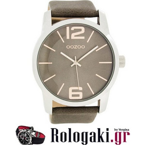 Oozoo Ανδρικό Ρολόι με Καφέ Δερμάτινο Λουράκι C7413