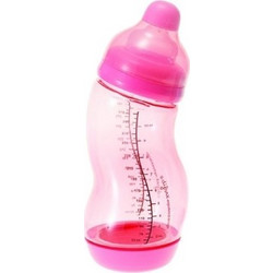 Difrax Shape S Πλαστικό Μπιμπερό με Θηλή Σιλικόνης κατά των Κολικών 0m+ Pink 310ml