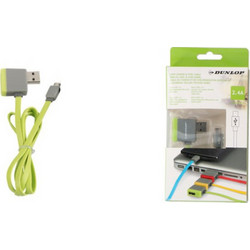 Dunlop Καλώδιο USB 2.0 σε microUSB Υψηλής Ταχύτητας φόρτισης και συγχρονισμού Loop 1m για Smartphone, 90057 Πράσινο - Dunlop