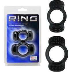 Baile Power Enhancer Ring Σετ Ελαστικά Δαχτυλίδια Πέους Σιλικόνης Μαύρα 2τμχ