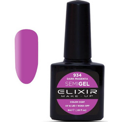 Elixir Semigel 934 Dark Magenta Ημιμόνιμο Βερνίκι Νυχιών 8ml