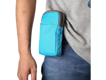 Multi-function Casual Sport Mobile Phone Double Zipper Waist Pack Diagonal Bag for 6.9 Inch or Below Smartphones (Baby Blue) (OEM)