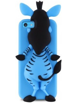 Puro Happy Cartoon Cover for iPhone 5/5s/5c Zebra 3D Blue