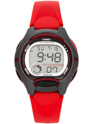 Casio Ψηφιακό Γυναικείο Ρολόι Χρονογράφος με Κόκκινο Καουτσούκ Λουράκι LW-200-4AVEF