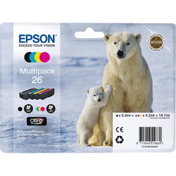 Epson 26 B/C/M/Y Πακέτο 4 Μελανιών Εκτυπωτή Inkjet C13T261640