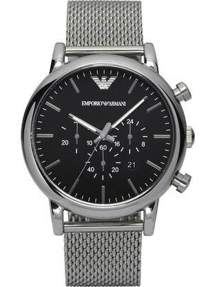 Emporio Armani Ανδρικό Ρολόι Χρονογράφος με Ασημί Μεταλλικό Μπρασελέ AR1808