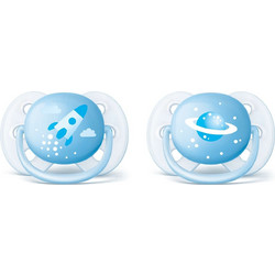 Philips Avent Ultra Soft Ανατομικές Ορθοδοντικές Πιπίλες Σιλικόνης 0-6m Μπλε 2τμχ SCF222/20