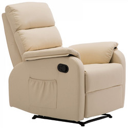 Woodwell Πολυθρόνα Relax Δερματίνη Μπεζ Comfort Ε9732,1